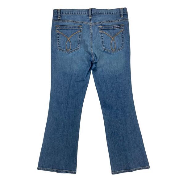 Calvin Klein Flare Leg Jeans 12 Blue Medium Wash Stretch Business Casual Denim - Picture 6 of 16